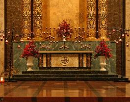closeup of large alter flowers